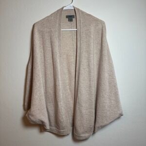 Premise Cashmere Womens Small Beige Knit Cozy Poncho Sweater Wrap Shawl